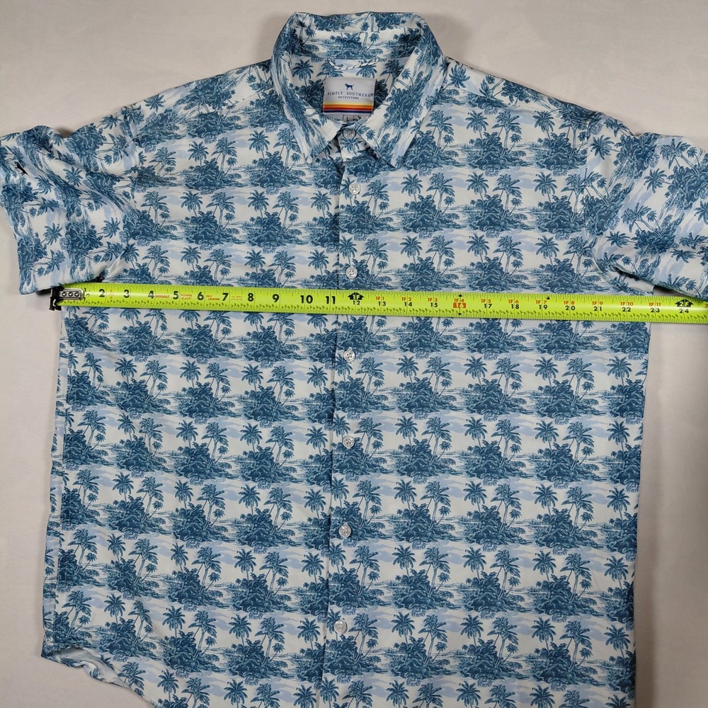 Simply Southern Mens L Tropical Palm‎ Tree Print Short Sleeve Button Up Shirt - Picture 7 of 8